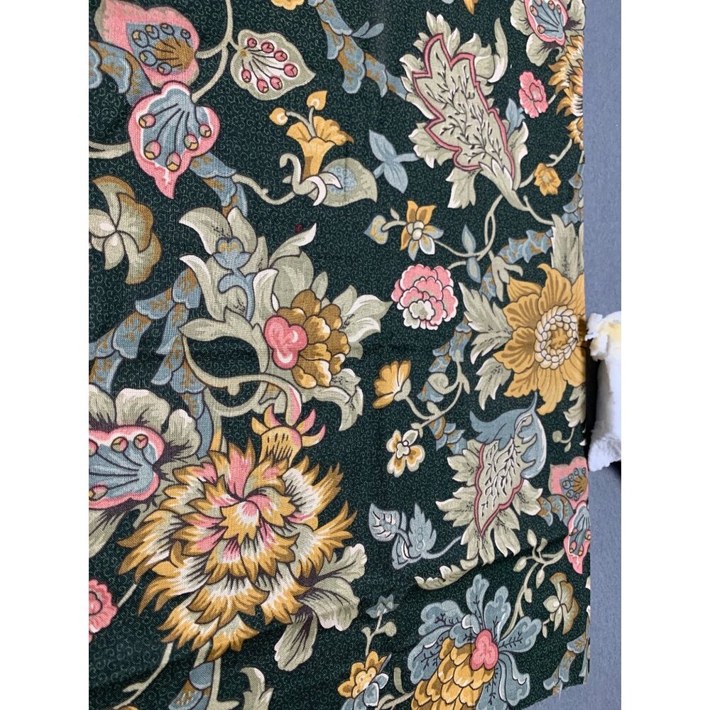 Vintage Floral Cotton Fat Quarter Fabric 18" x 22" Green Yellow & Pink Sewing Qu